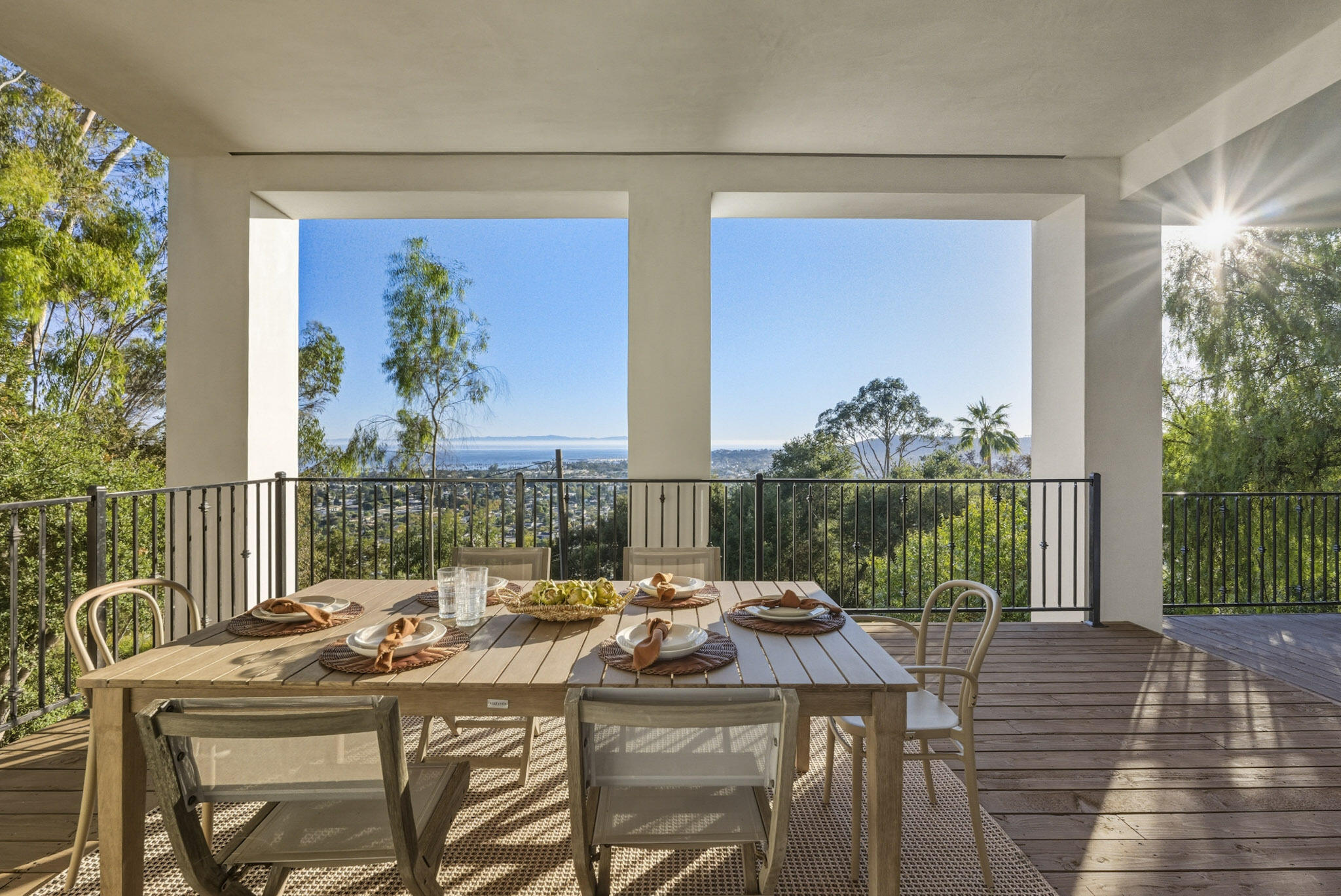 210 Las Alturas Road Santa Barbara, CA 93103 - Photo 35 of 61 a view of a dining room with furniture window and outside view