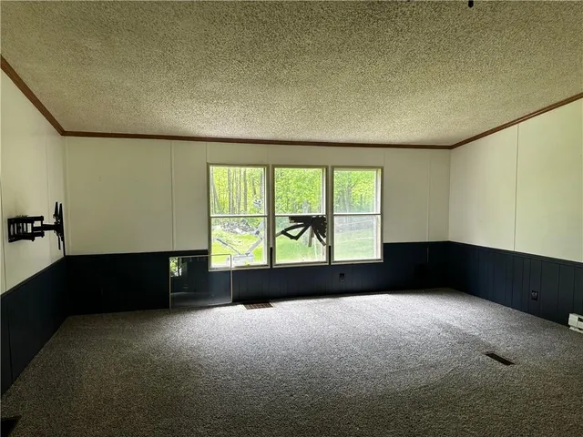 a living room with a large window