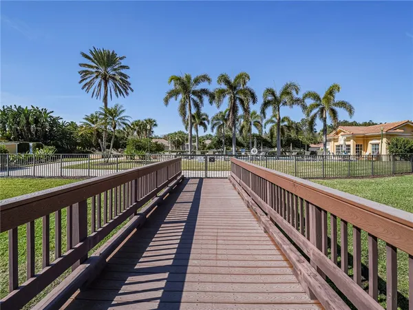 a view of a wooden bridge