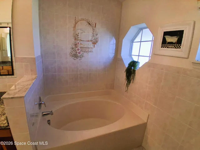 a bathroom with a tub