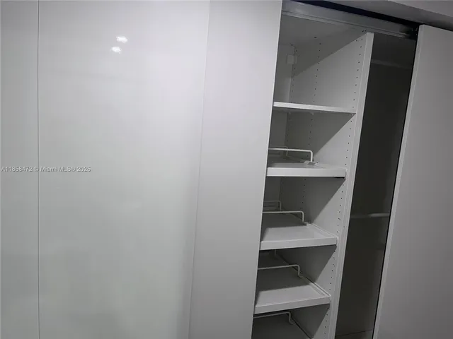 a view of an empty walk in closet