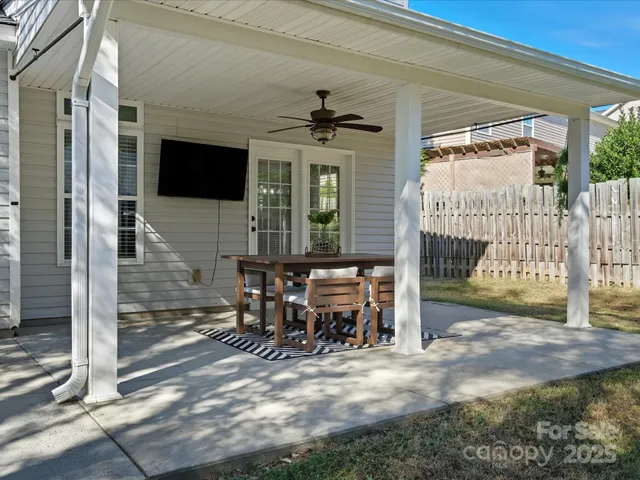 a view of a porch with chairs
