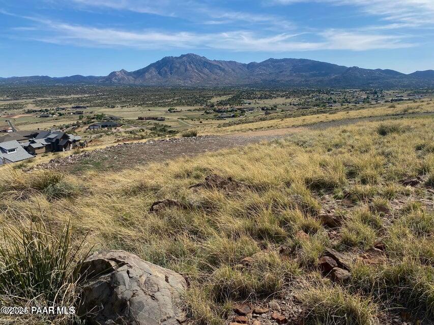 a view of an outdoor space and mountain view