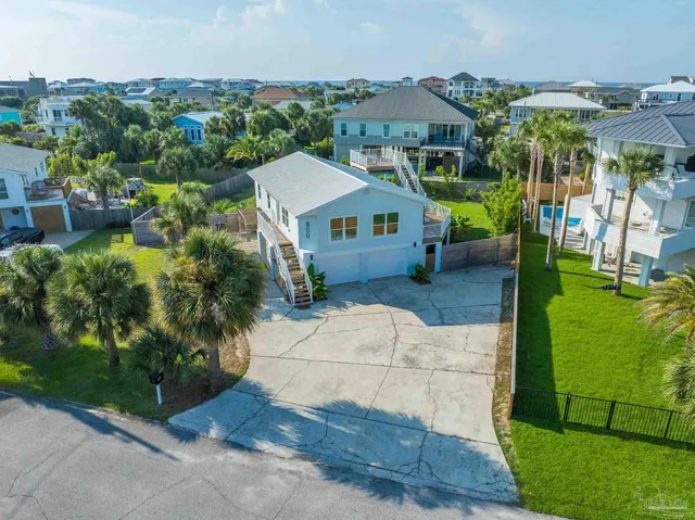 an aerial view of a house