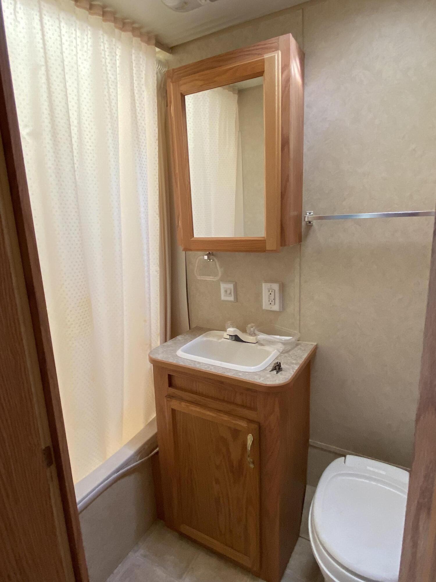 1050 Highland Road Thaxton, VA 24174 - Photo 24 of 31 a bathroom with a sink a toilet and a mirror