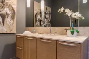 a living room with couches