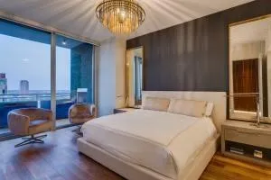 a view of a city from a balcony