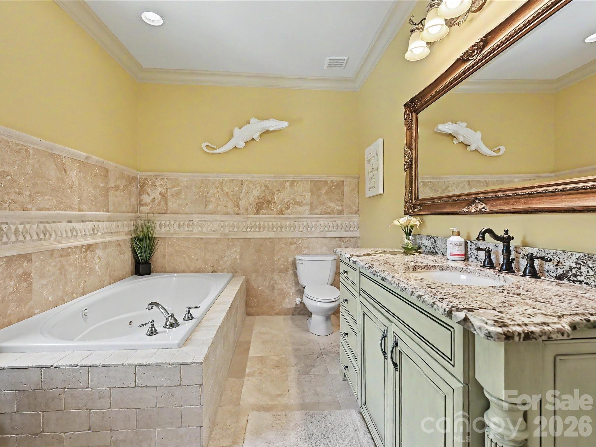 6112 Rehobeth Road Waxhaw, NC 28173 - Photo 28 of 48 a bathroom with a granite countertop sink and a mirror