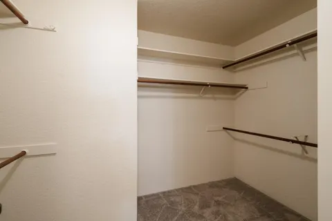 a view of a room with racks on the wall