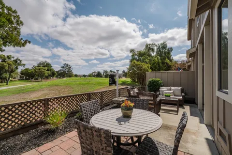 an outdoor view with a garden