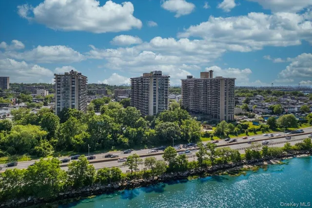 a view of a city with tall buildings