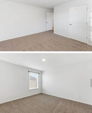 an empty room with a workbench