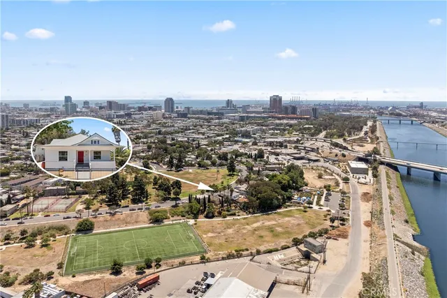 an aerial view of a house
