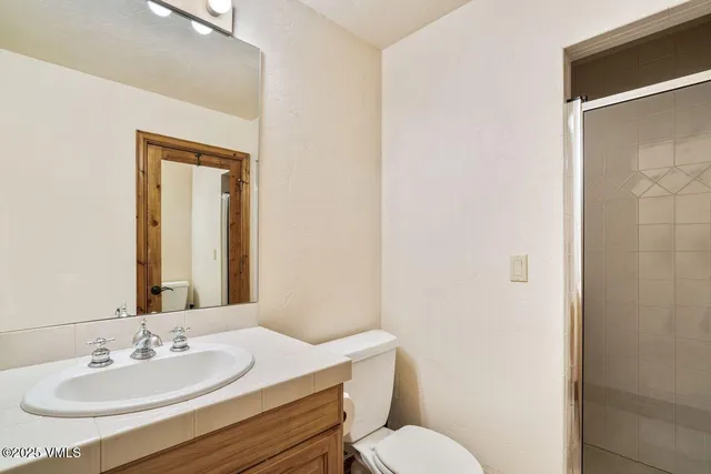 a bathroom with a sink a toilet and mirror
