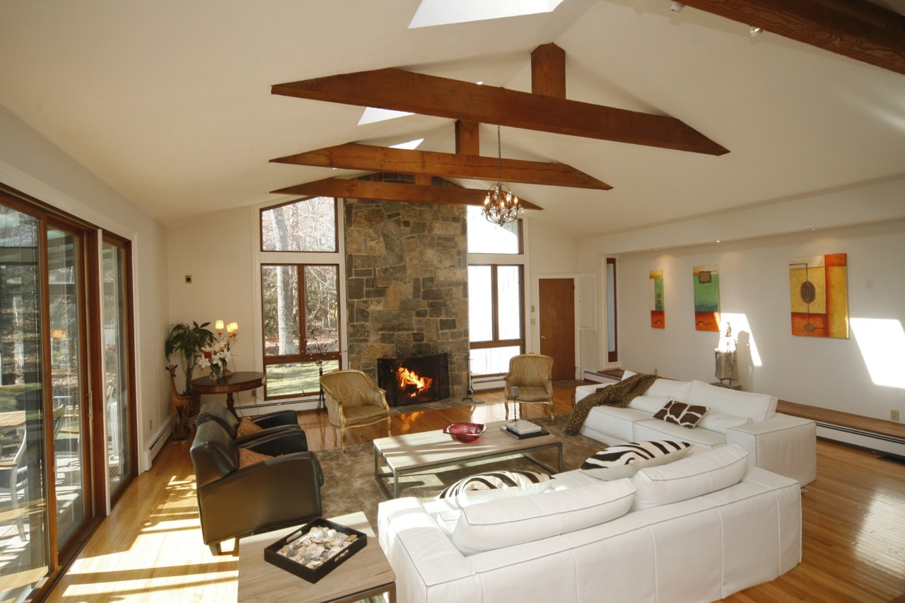 51 Journeys End Road New Canaan, CT 06840 - Photo 2 of 17 a living room with furniture and floor to ceiling windows