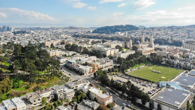 an aerial view of a city