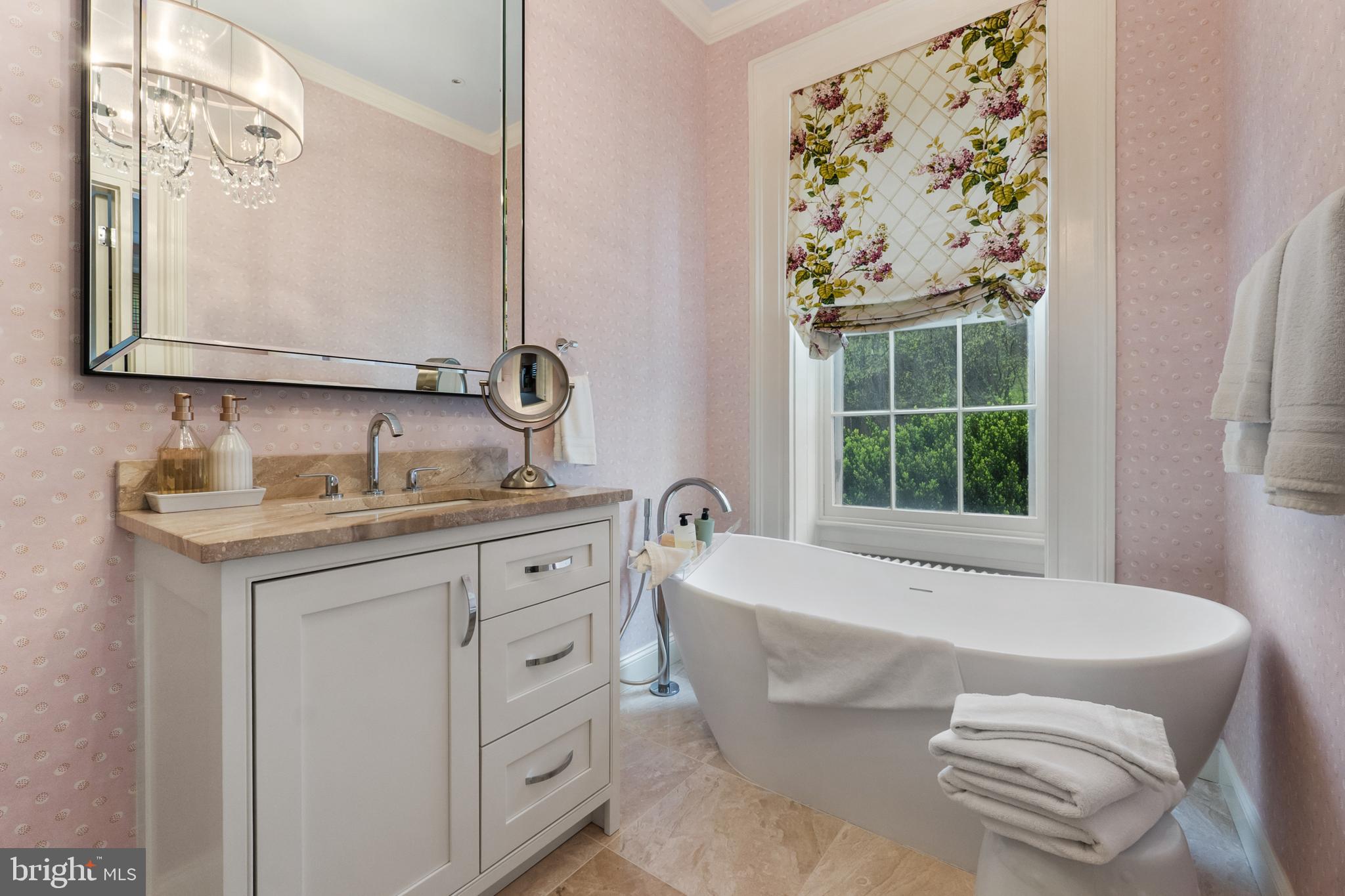 3252 Winchester Road Delaplane, VA 20144 - Photo 24 of 74 a bathroom with a granite countertop sink and a bathtub