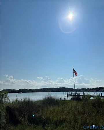a view of a lake from a yard