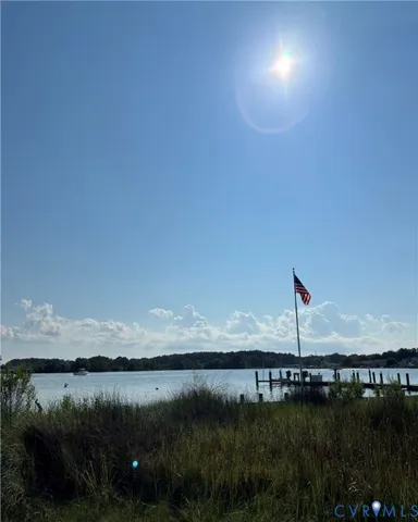 a view of a lake from a yard