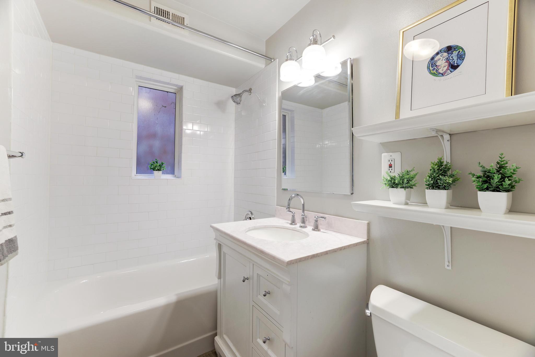2004 3rd Street Northeast, Unit 201 Washington, DC 20002 - Photo 21 of 35 a bathroom with a sink a large mirror and a bathtub