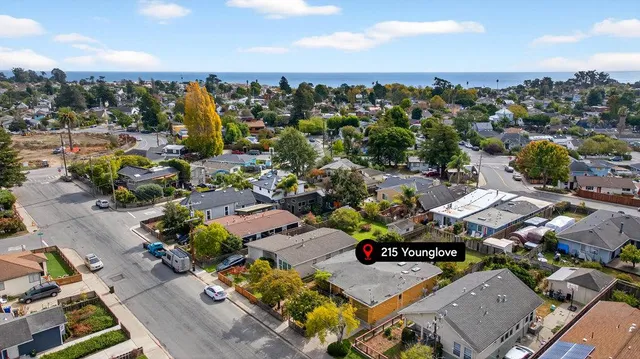 an aerial view of a house
