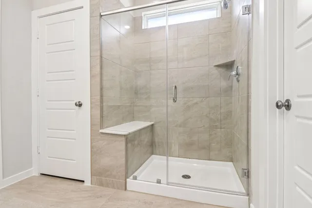 a bathroom with a shower