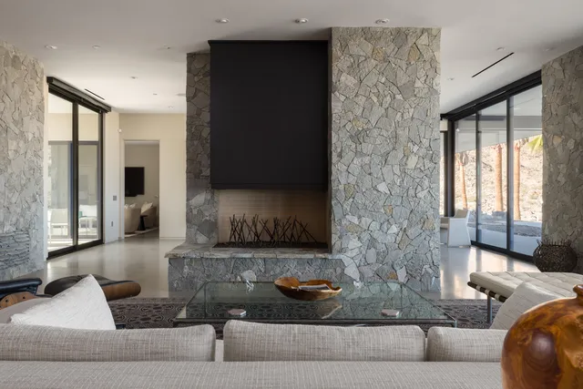 a view of a park with palm trees