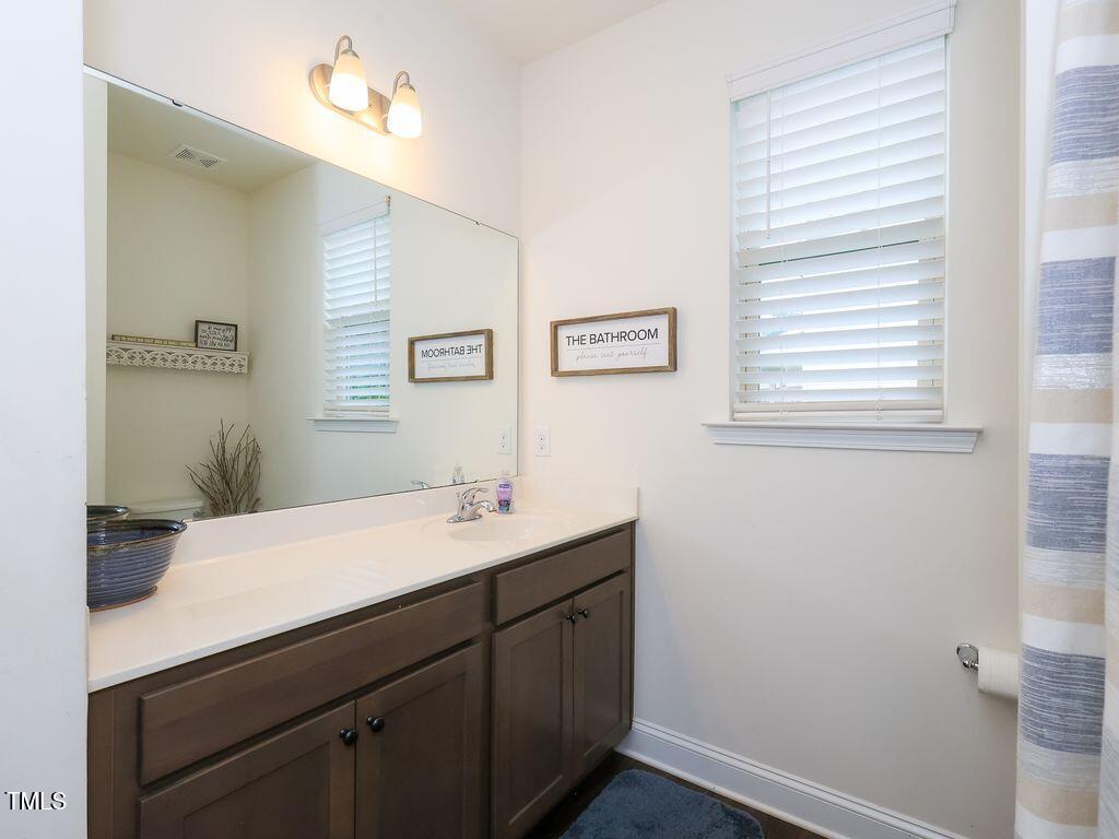 110 Point View Way Franklinton, NC 27525 - Photo 43 of 62 a bathroom with a sink a vanity and a mirror