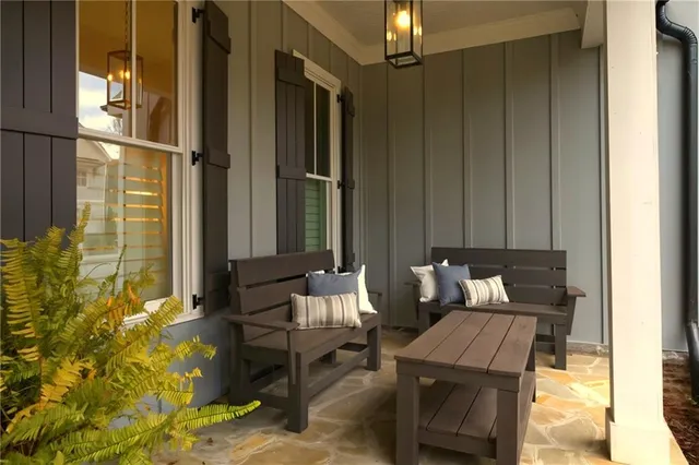 a living room with furniture