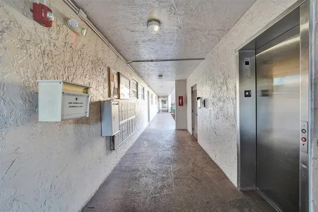 a view of a park with large trees