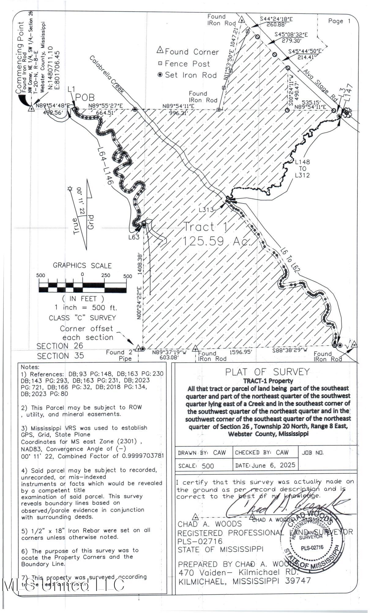 1 Alva Road Eupora, MS 39744 - Photo 3 of 30 Favara_TRACT-1 plat page1 REV