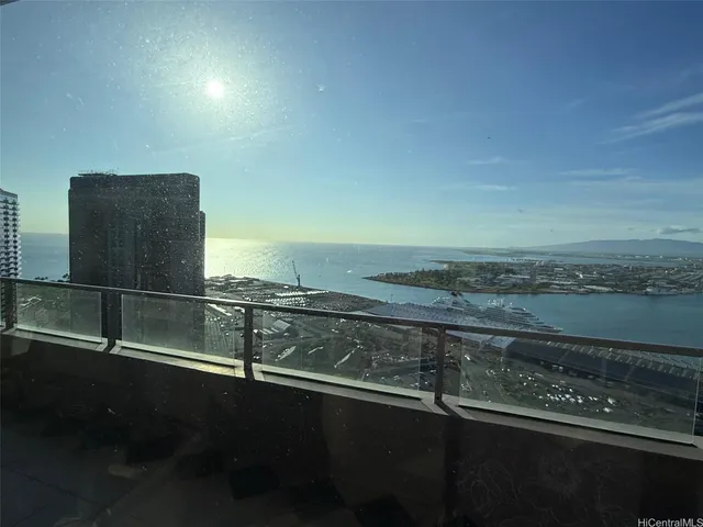 an aerial view of valley and lake