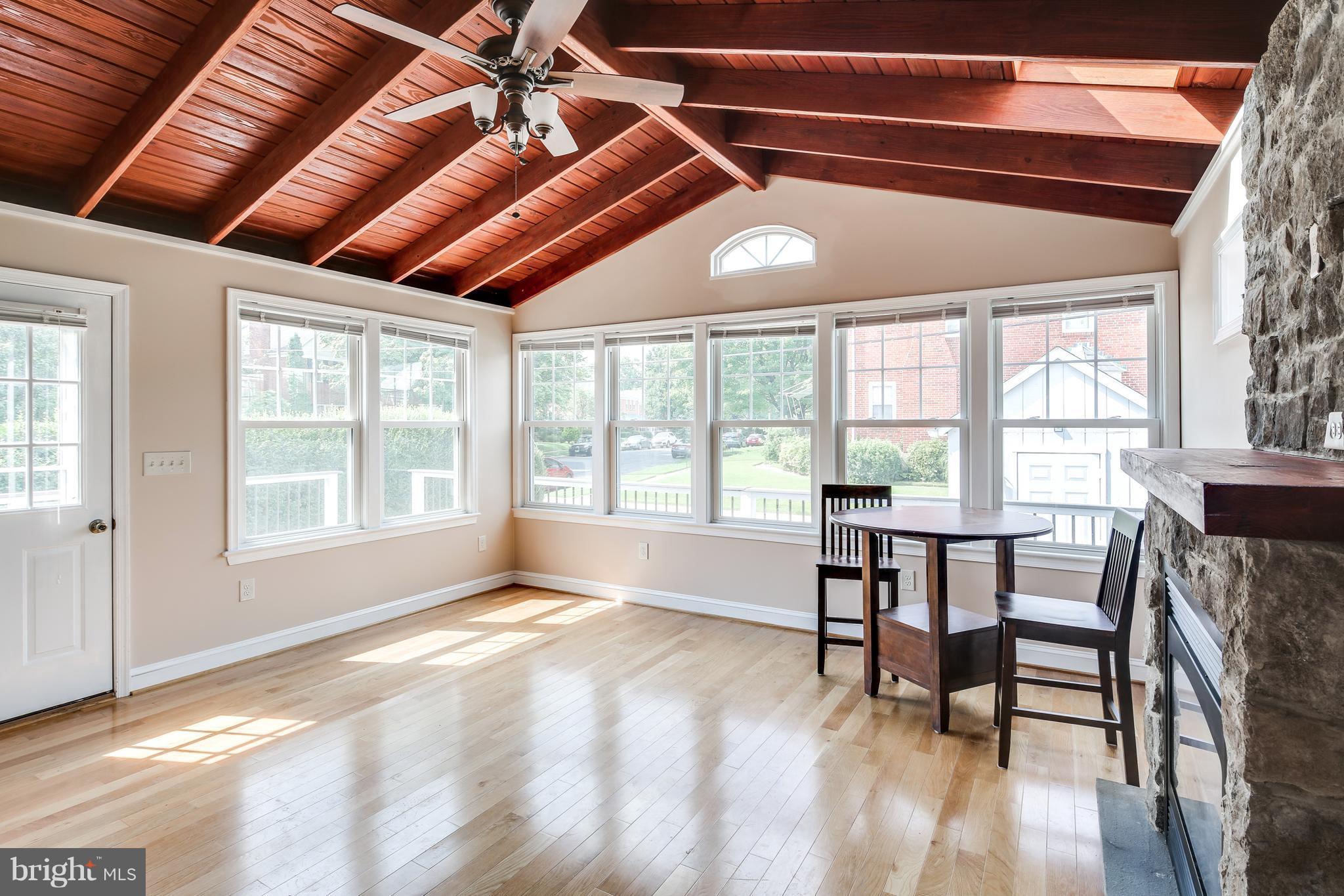 1611 Feldbrook Road Towson, MD 21286 - Photo 16 of 27 Family Room w/ FP, Hardwood & Wood Ceiling