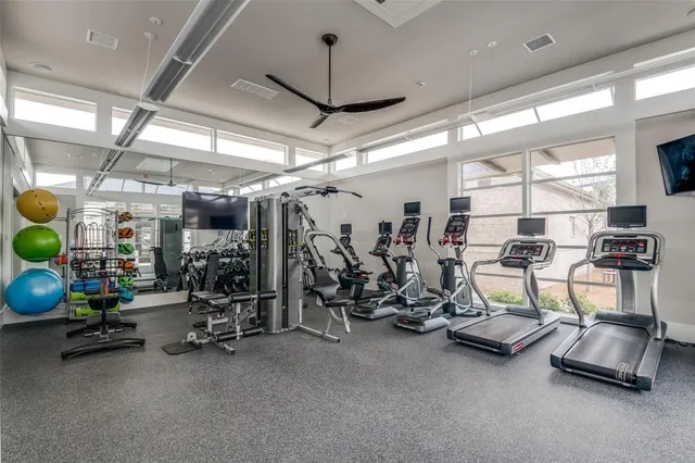 a view of a room with gym equipment