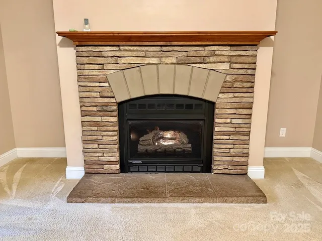 a fireplace with a fireplace
