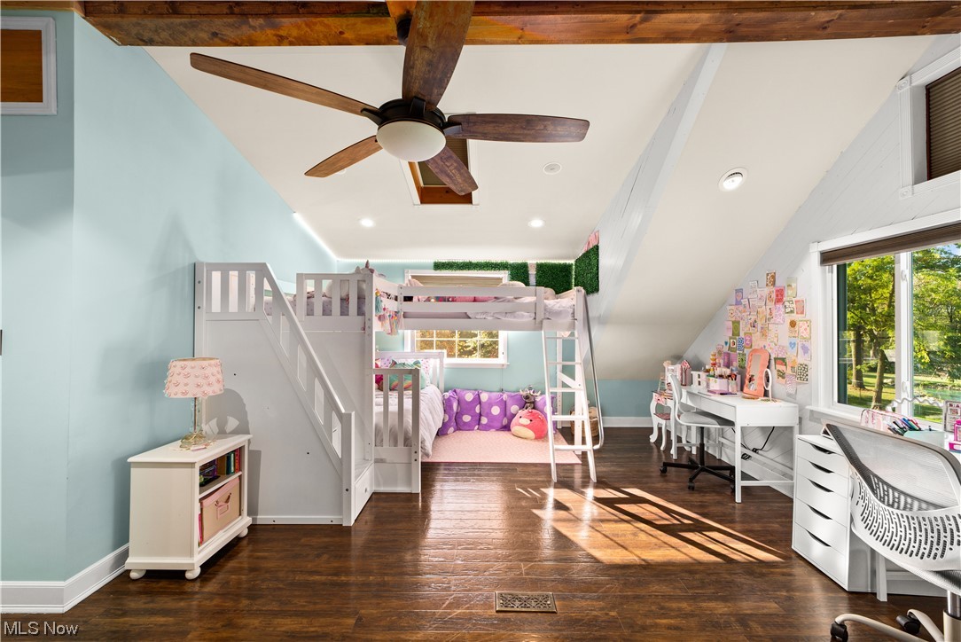 482 Trebisky Road Cleveland, OH 44143 - Photo 19 of 35 Hardwood floored bedroom featuring beam ceiling and ceiling fan