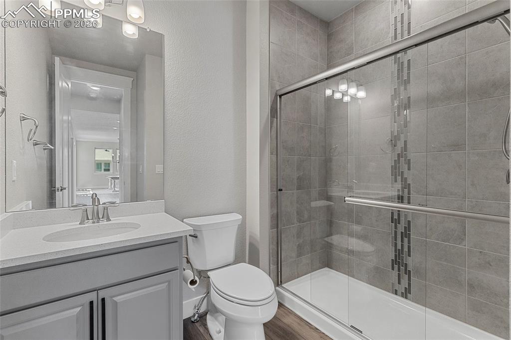 15777 Little Bluestem Road Monument, CO 80132 - Photo 23 of 50 a bathroom with a sink toilet and shower