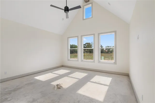 an empty room with windows