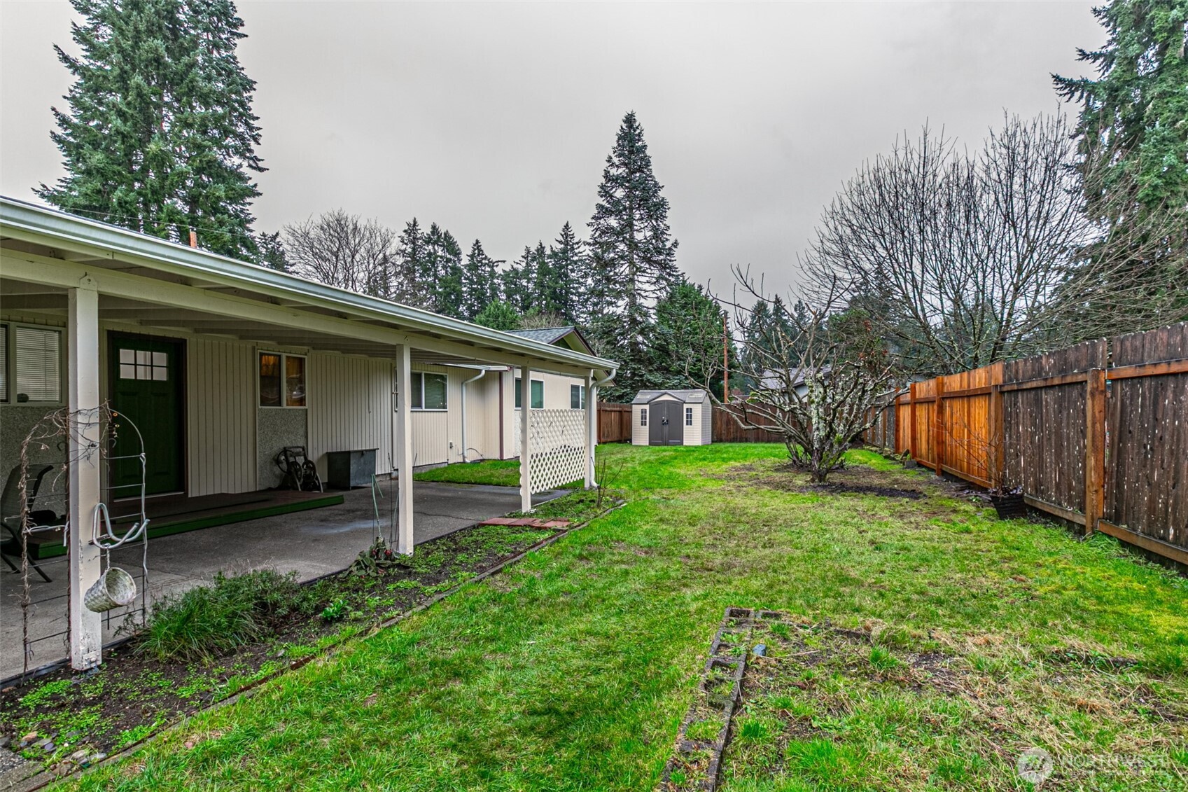 7505 Husky Way Southeast Lacey, WA 98503 - Photo 38 of 40 a view of a backyard with plants and large trees