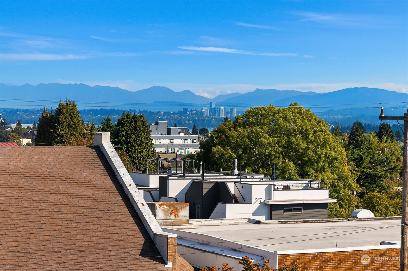 417 North 50th Street Seattle, WA 98103 - Photo 22 of 30 a view of a balcony with mountain view and wooden floor