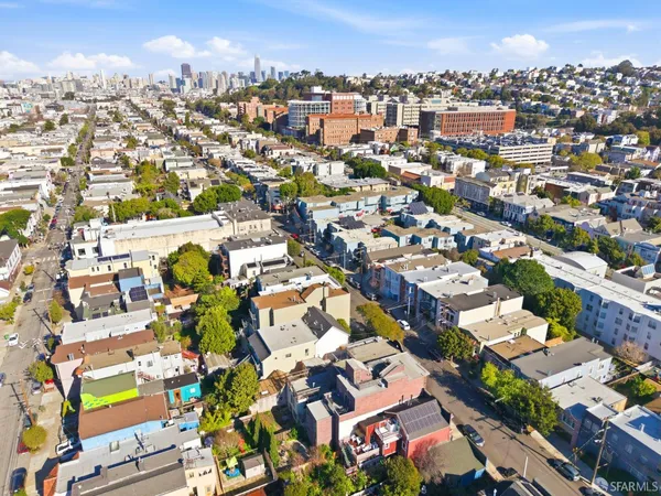 an aerial view of a city
