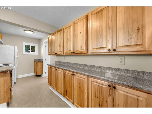 a kitchen with stainless steel appliances granite countertop a refrigerator a sink and dishwasher with wooden floor