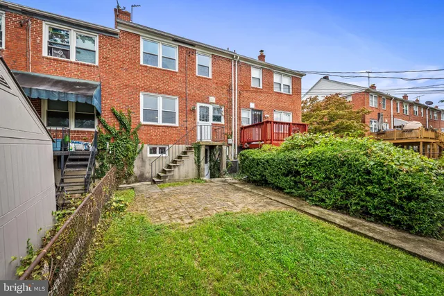 a view of a garden with a slide