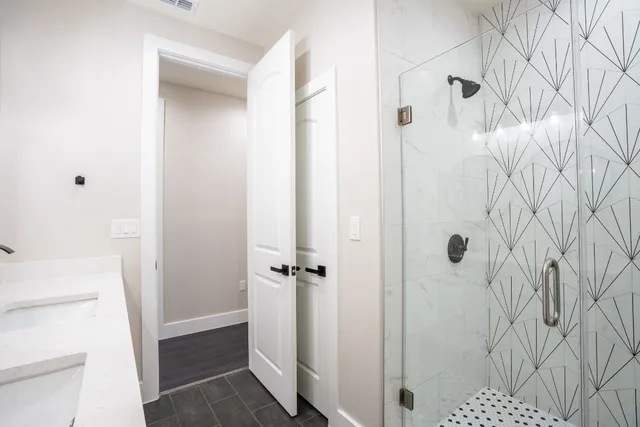 a bathroom with a shower