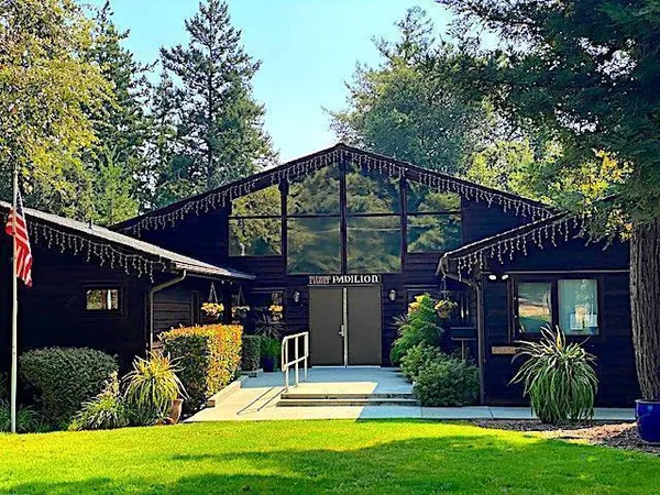 a house view with a garden space