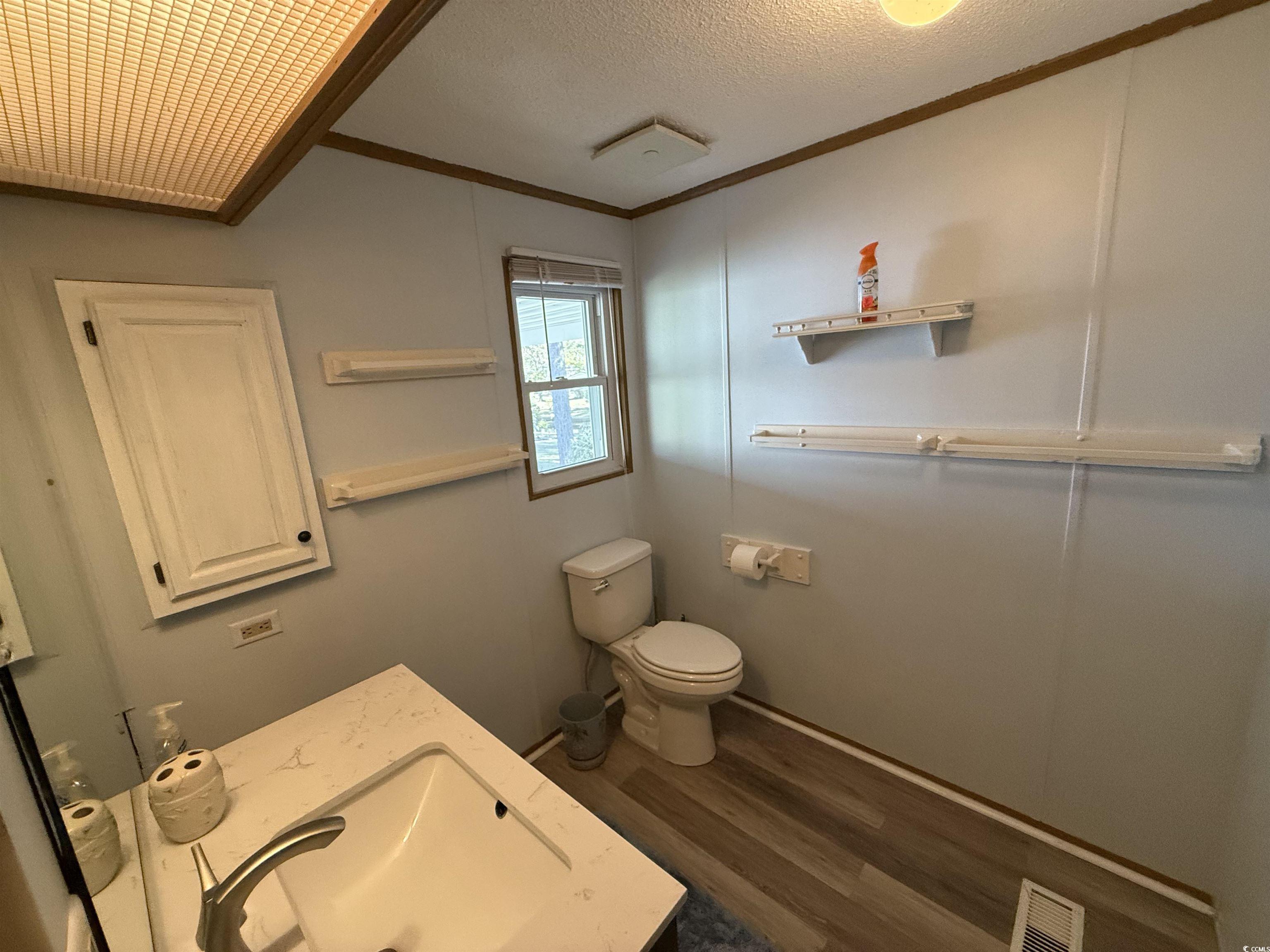 3255 Pecan Trail Murrells Inlet, SC 29576 - Photo 23 of 35 Bathroom with vanity, a textured ceiling, crown mo