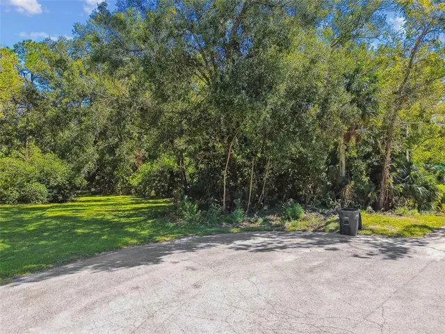 a view of a grassy field with trees