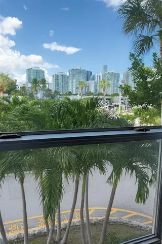 a view of a city from a balcony