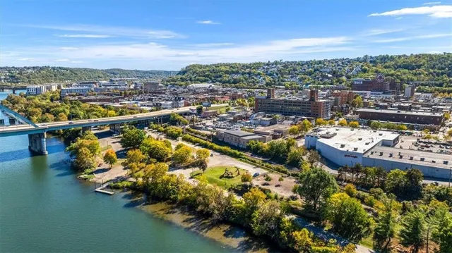 a view of a city with ocean