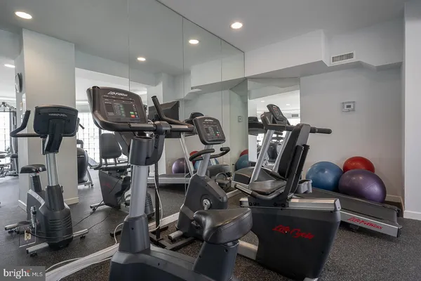 a view of a room with gym equipment